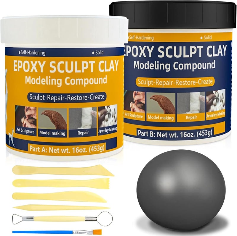KCUT Epoxy Clay, 2lb Epoxy Sculpt Modeling Clay High Adhesive Pool Putty for Leaks Underwater Self-Hardening AB Modeling Compound DIY Magic Sculpt Paste for Sculpting Repairing Filling Natural - Image 1